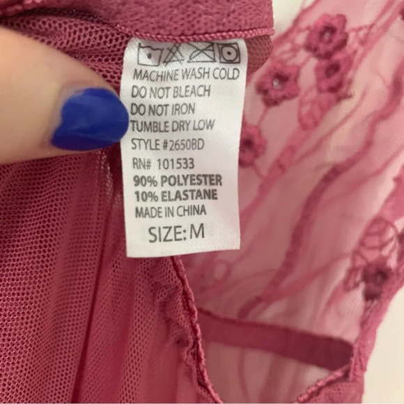 Pink Purple Mini Slip Dress Chemise Romantic Womens Size Medium - Picture 7 of 7